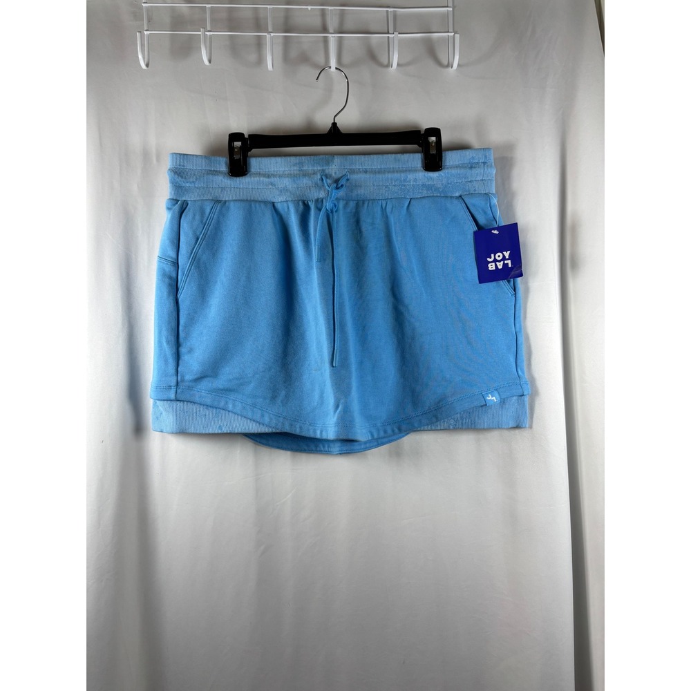 JoyLab Womens Blue French Terry Skort Drawstring Waist Pockets Size Large NWT